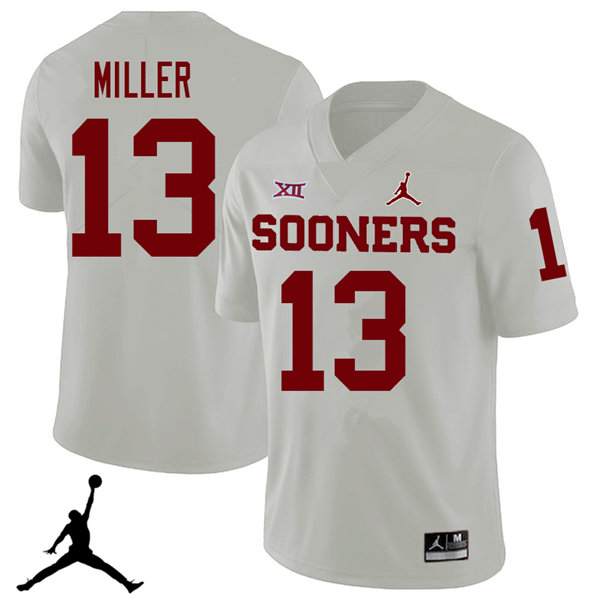 Jordan Brand Men #13 A.D. Miller Oklahoma Sooners 2018 College Football Jerseys Sale-White